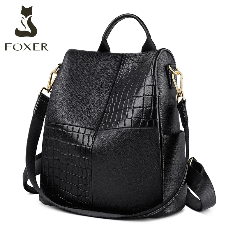 Leather Work Womens Backpack - FOXER Women's Backpack Large Capacity Travel