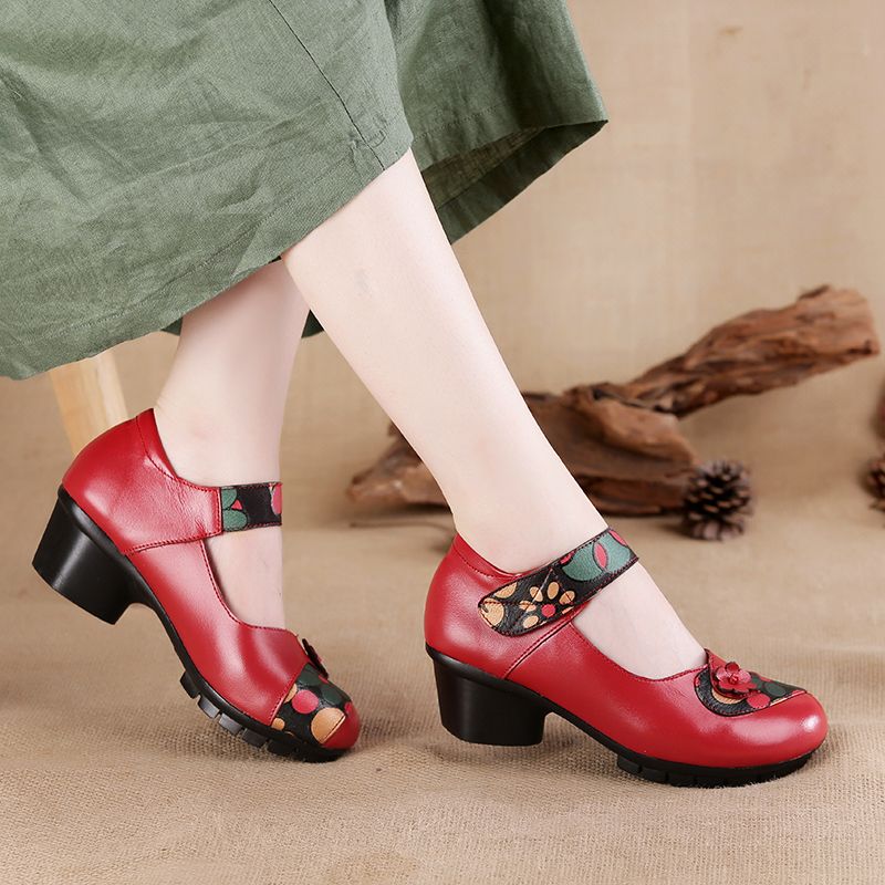 Leather Work Heels - Wedges women luxury high quality designer