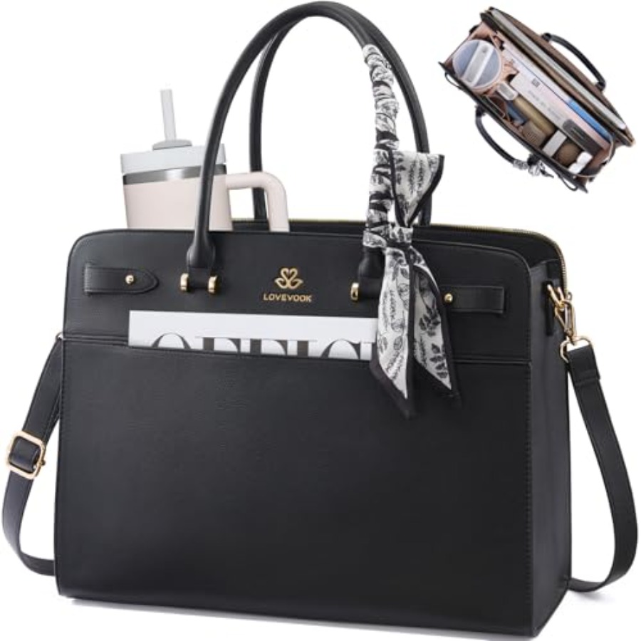 Leather Work Womens Backpack - LOVEVOOK Laptop Tote Bag for Women,