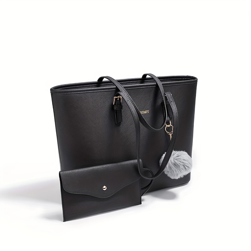 Leatherwork Rivets - 2PC+women shoulder tote handbag PU leather