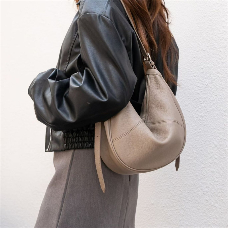 Leather Work Handbag - BURMINSA Slouchy Genuine Leather Hobo Bags