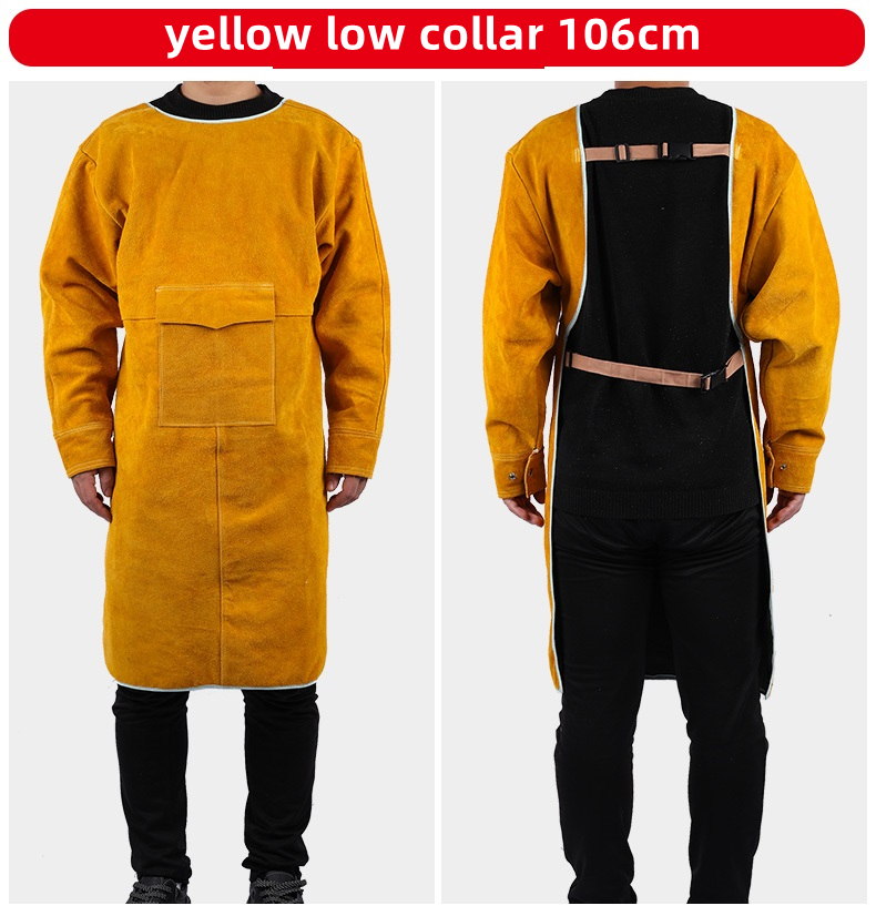 Leather Work Overalls - Leather Suede Electric Welding Protective Suit