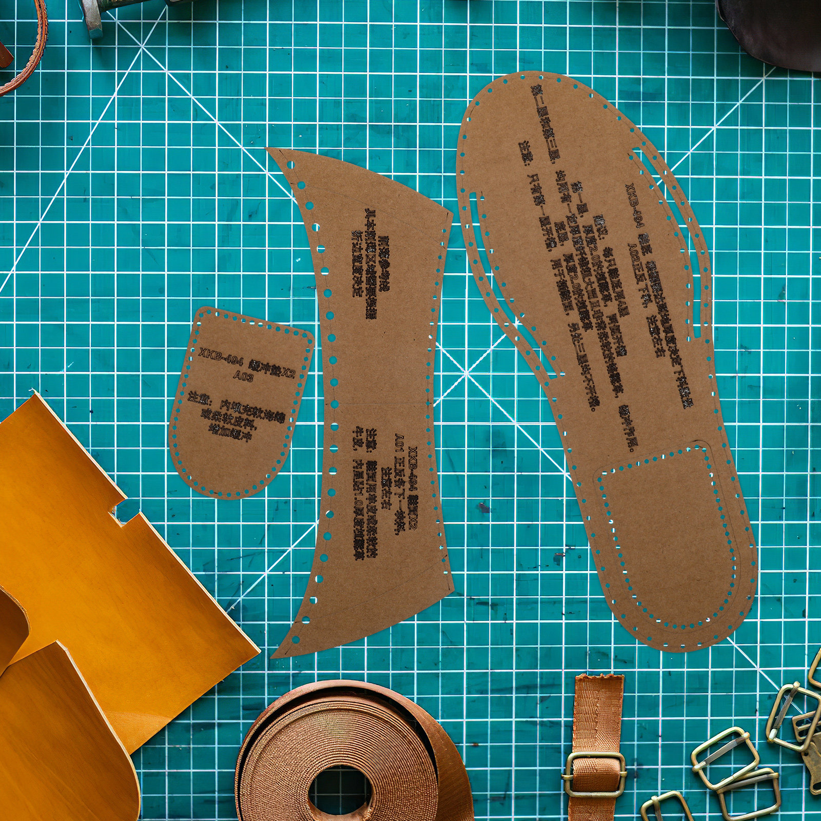 Leatherwork Templates - 1Set Slipper Pattern Kraft Paper Stencil