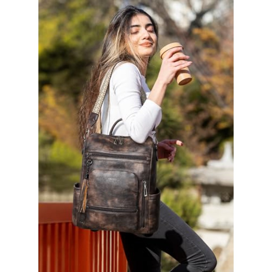 Vegan Leather Laptop Backpack  - огляд і ціна Leather Work Womens Backpack