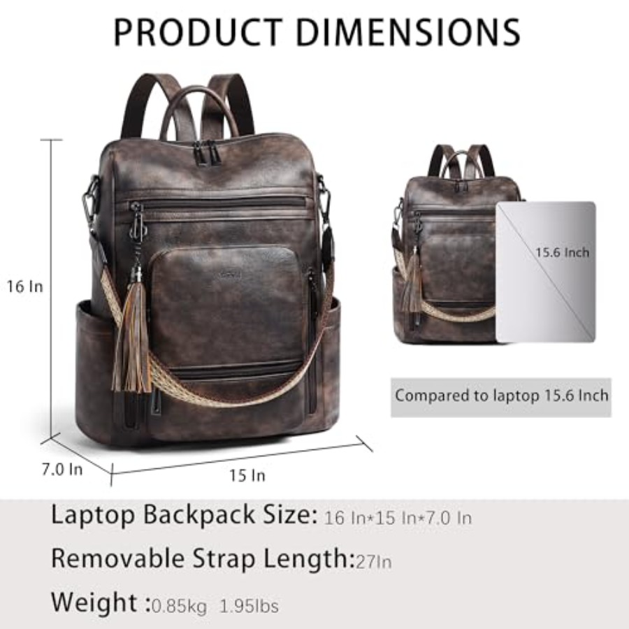 Vegan Leather Laptop Backpack  - огляд і ціна Leather Work Womens Backpack