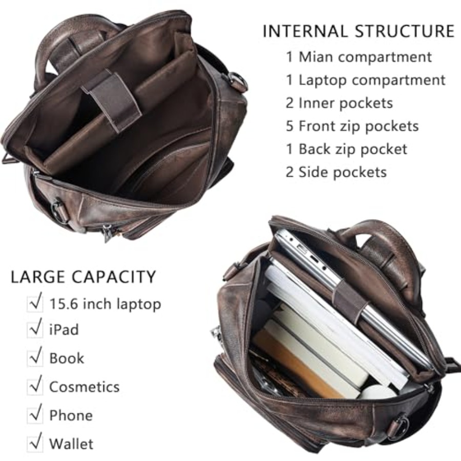 Vegan Leather Laptop Backpack  - огляд і ціна Leather Work Womens Backpack