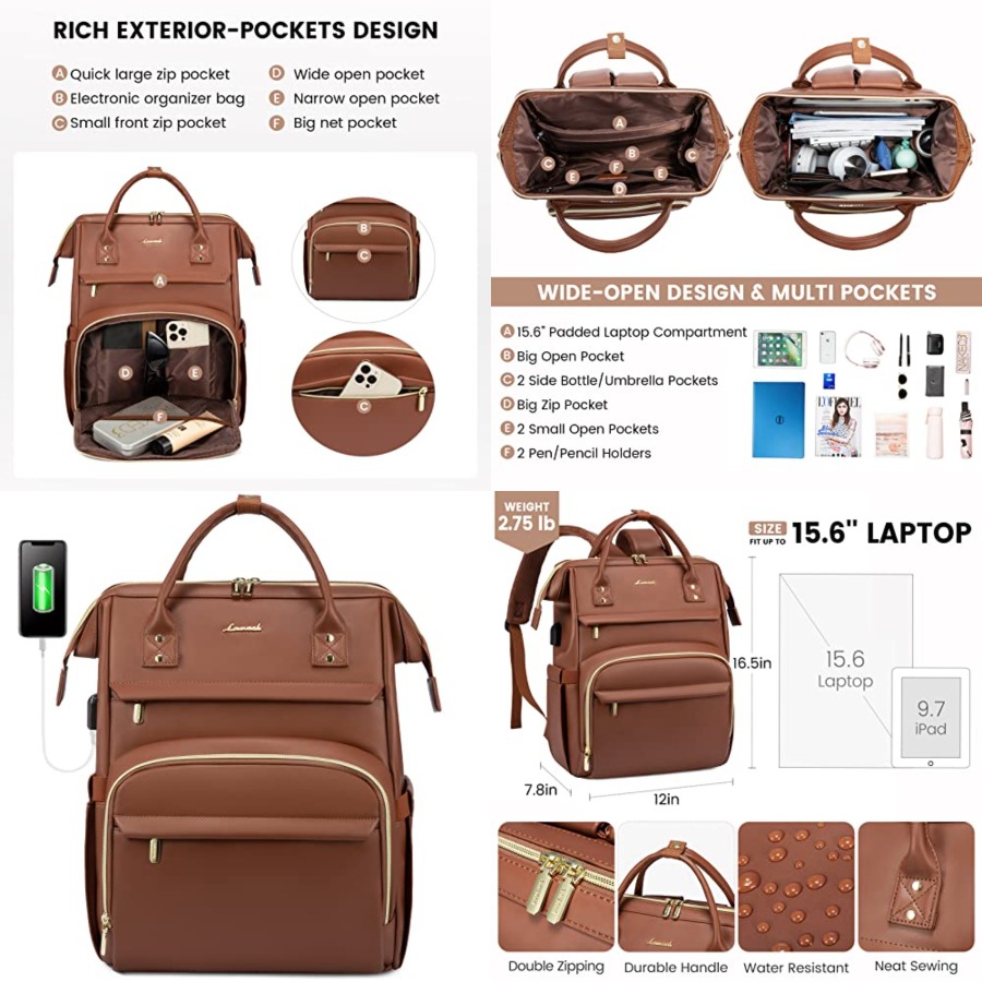 Leather Laptop Backpack for Wo - огляд і ціна Leather Work Womens Backpack