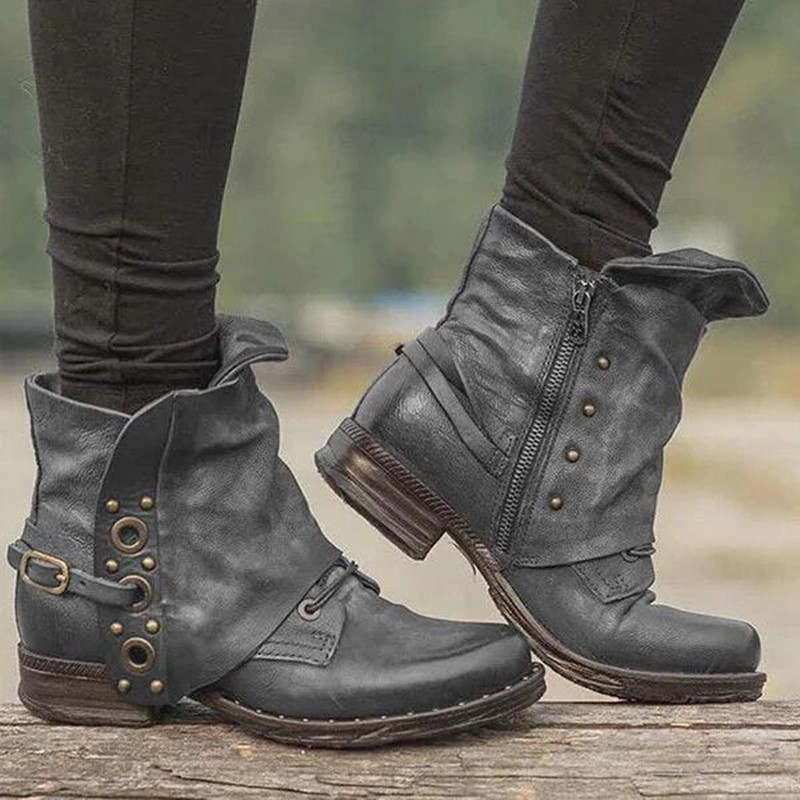Women's Casual Short Boots Aut - огляд і ціна Leatherwork Rivets