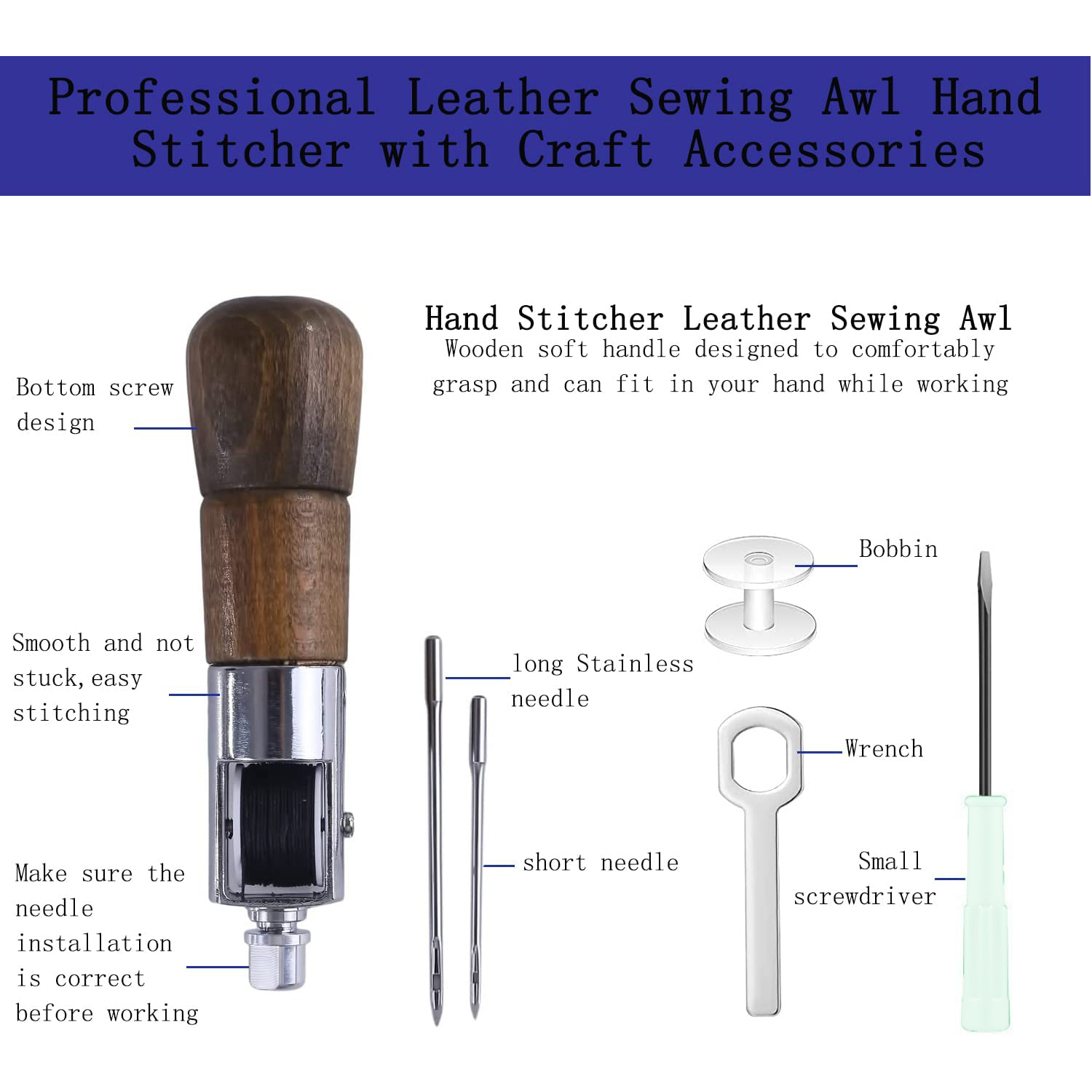 Leather Sewing Awl Thread Kit  - огляд і ціна Waxed Thread Linen