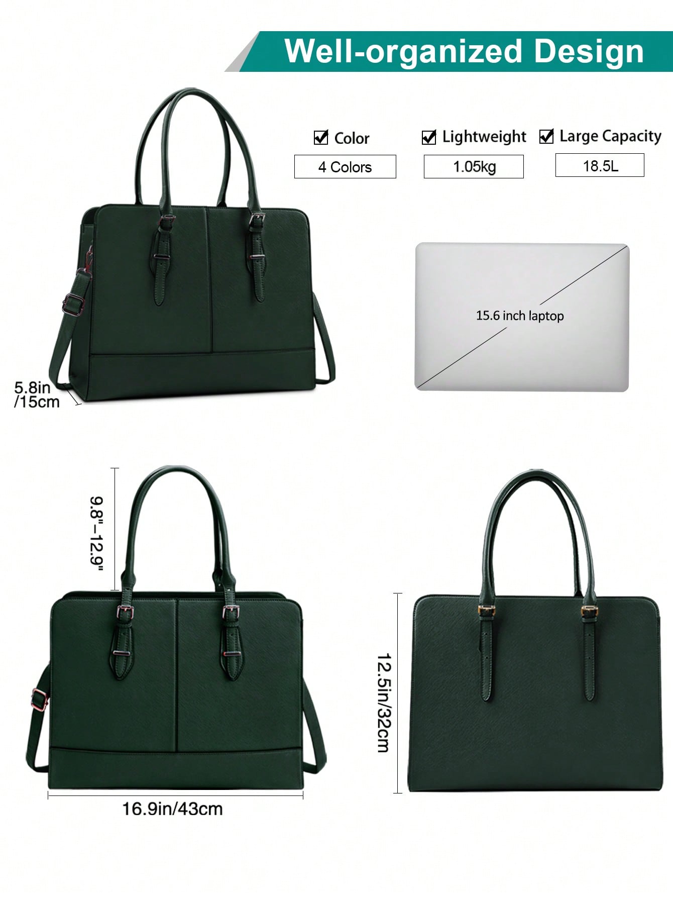 15.6 Inch Leather Laptop Tote  - огляд і ціна Leather Work Handbag