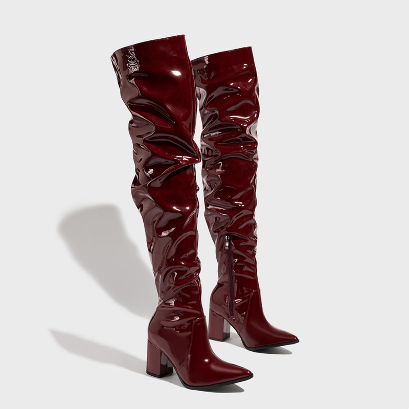 Fashion Patent Leather Pleated - огляд і ціна Leatherwork Rivets