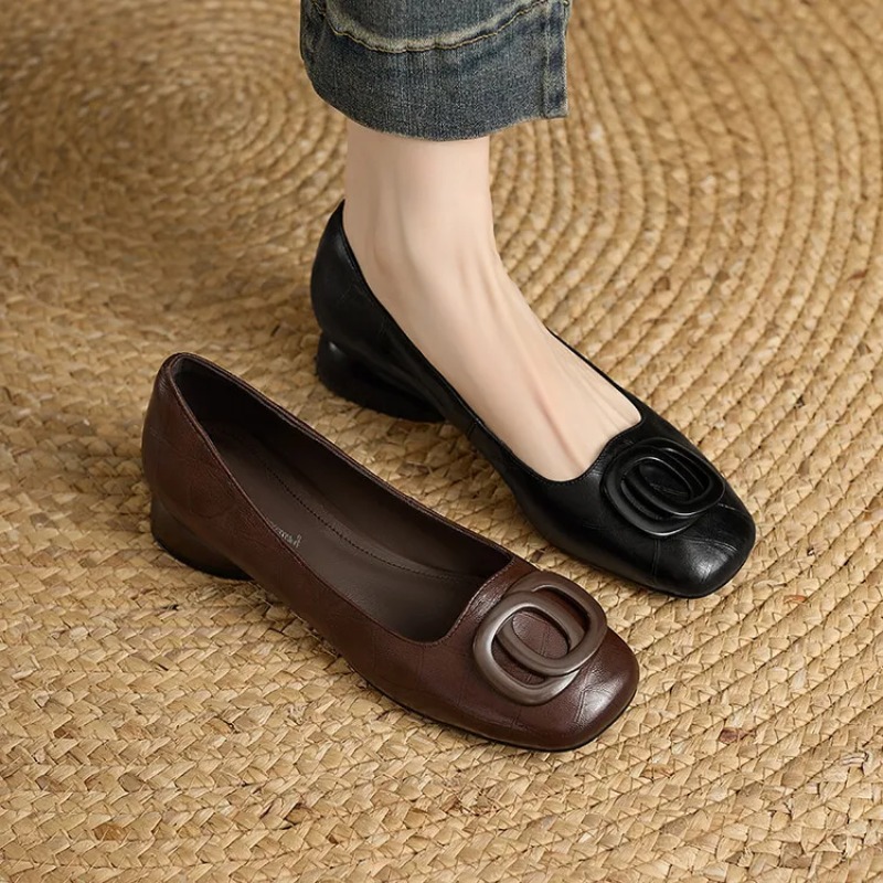 French Style Women Shoes Pumps - огляд і ціна Leather Work Heels