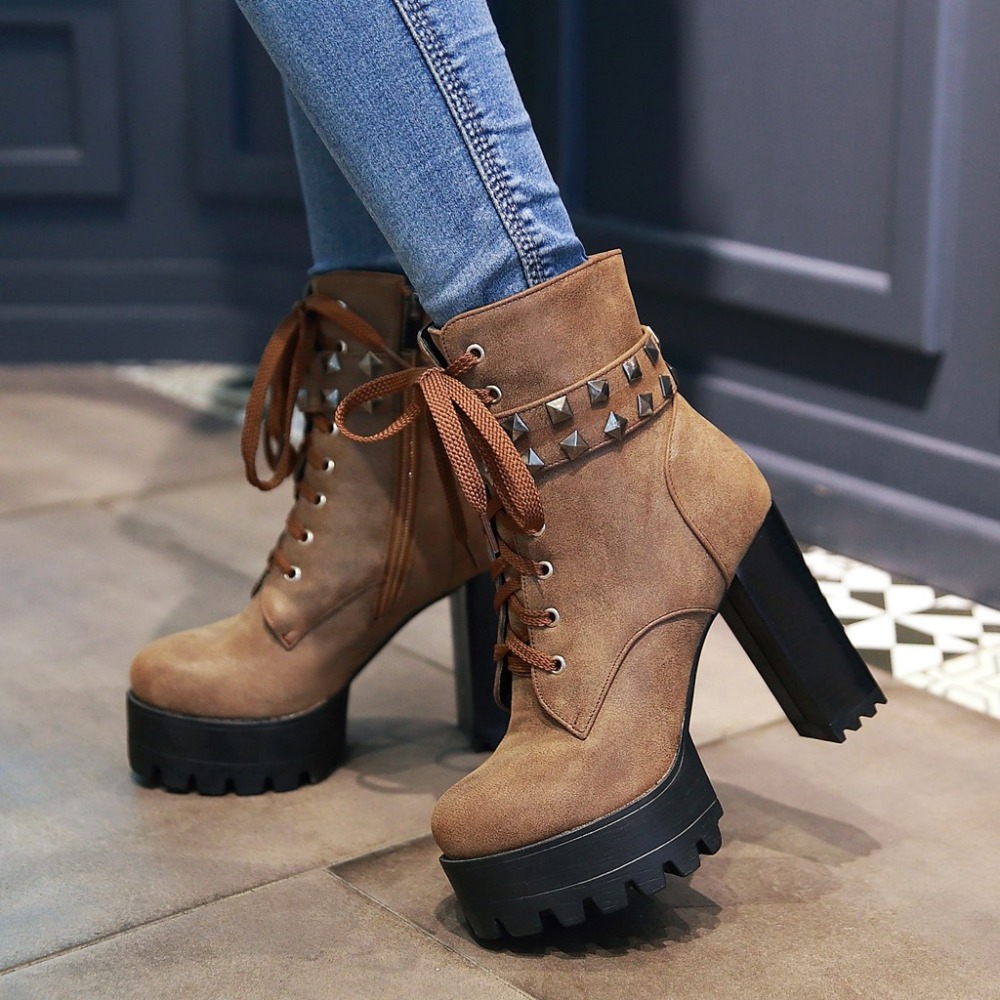 Fashion Women Ankle Boots Plat - огляд і ціна Leatherwork Rivets