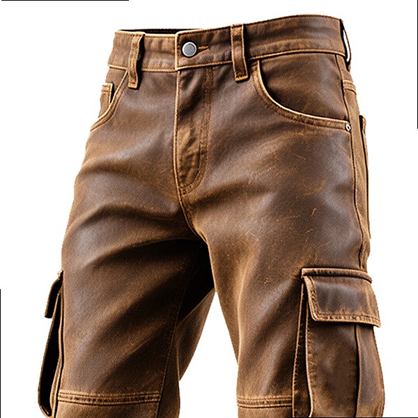 Mens Vintage Brown PU Leather  - огляд і ціна Leather Work Overalls