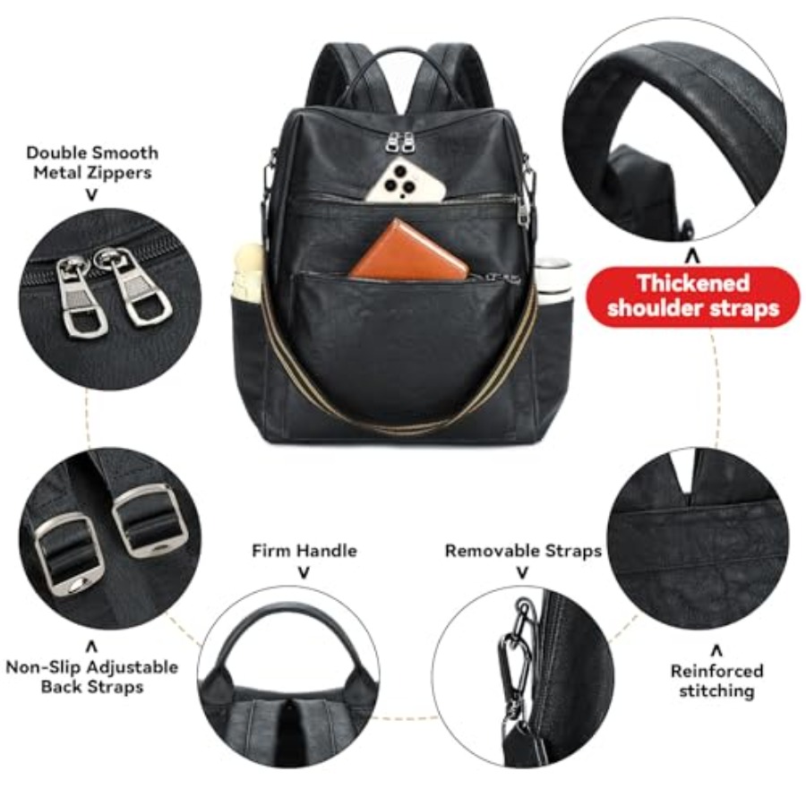 Vegan Leather Laptop Backpack  - огляд і ціна Leather Work Womens Backpack