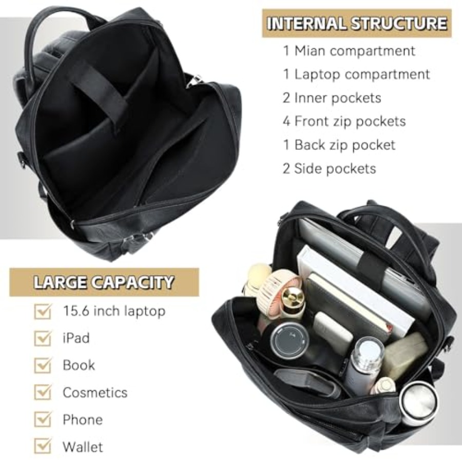 Vegan Leather Laptop Backpack  - огляд і ціна Leather Work Womens Backpack
