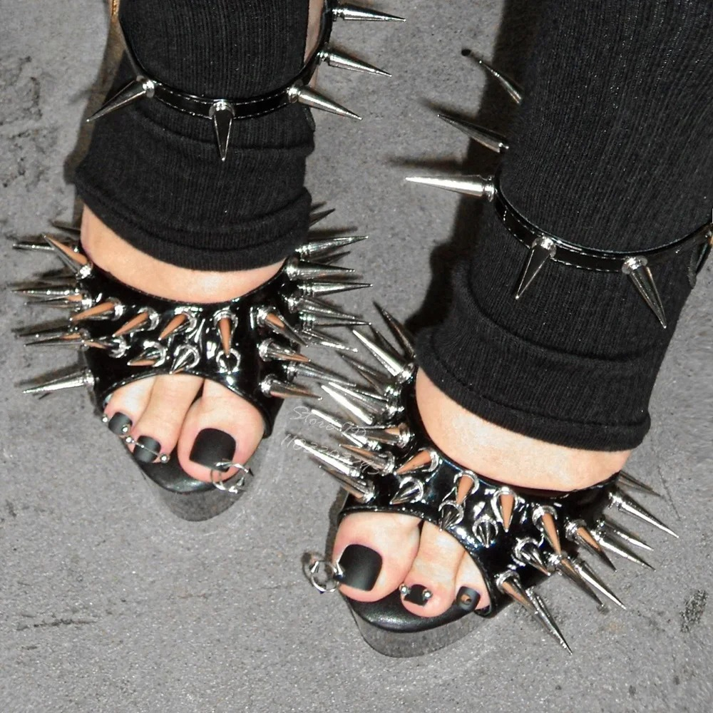 Women Shoes Luxury Black Spike - огляд і ціна Leatherwork Rivets