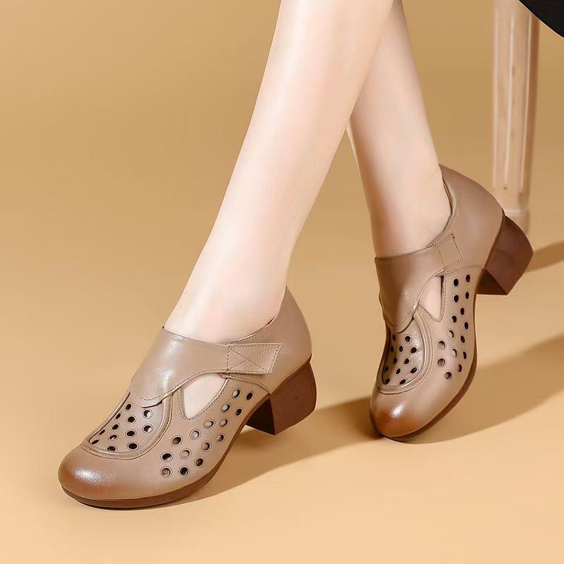 Women's Summer New Leather Hol - огляд і ціна Leather Work Heels
