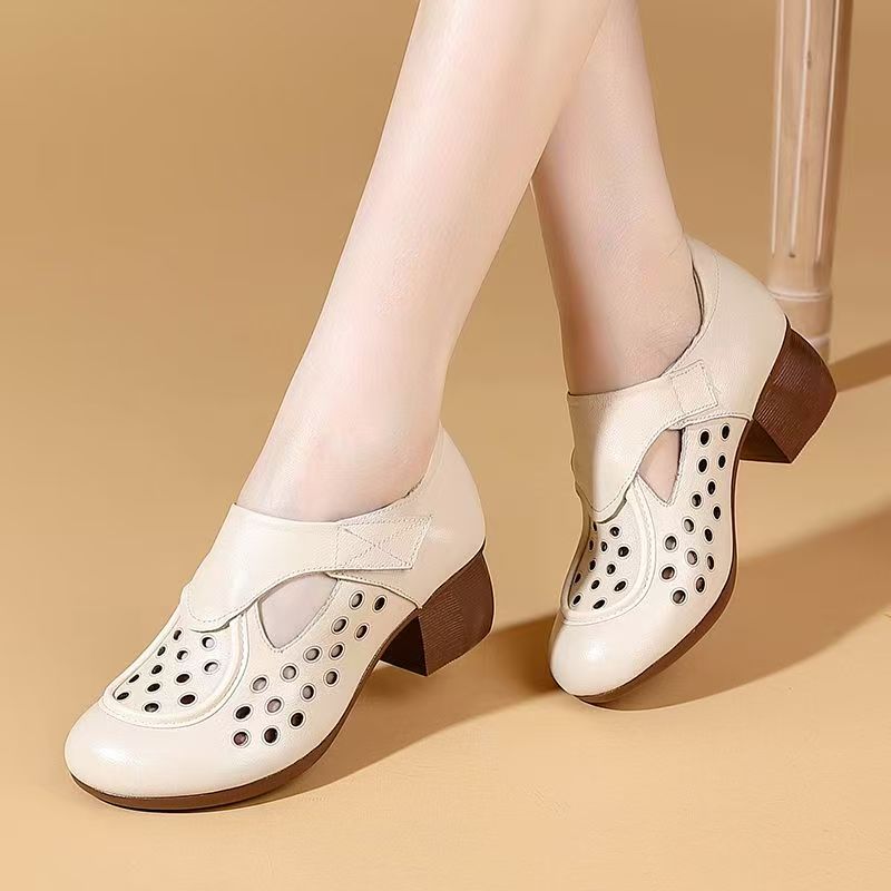 Women's Summer New Leather Hol - огляд і ціна Leather Work Heels