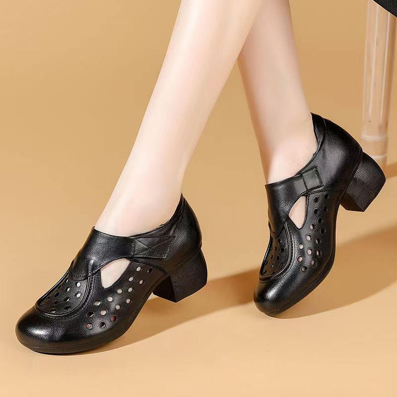 Women's Summer New Leather Hol - огляд і ціна Leather Work Heels