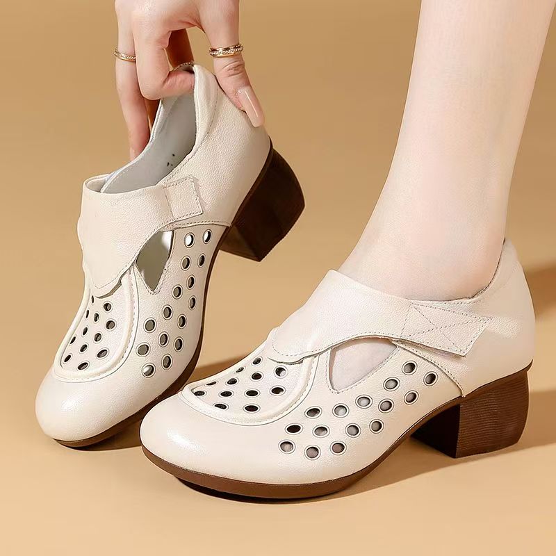 Women's Summer New Leather Hol - огляд і ціна Leather Work Heels