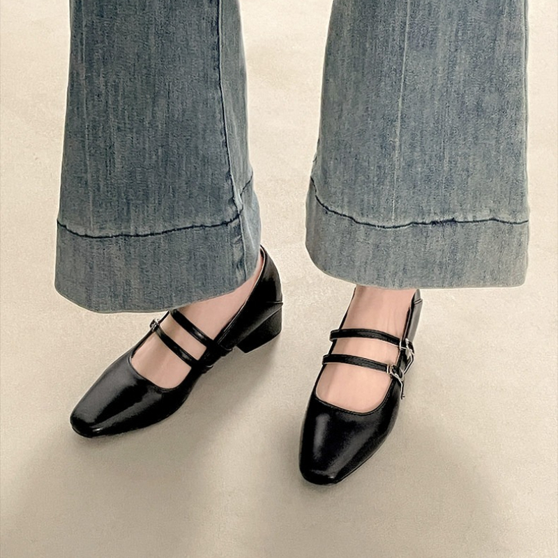 Square Toe Low Heel Women Silv - огляд і ціна Leather Work Heels