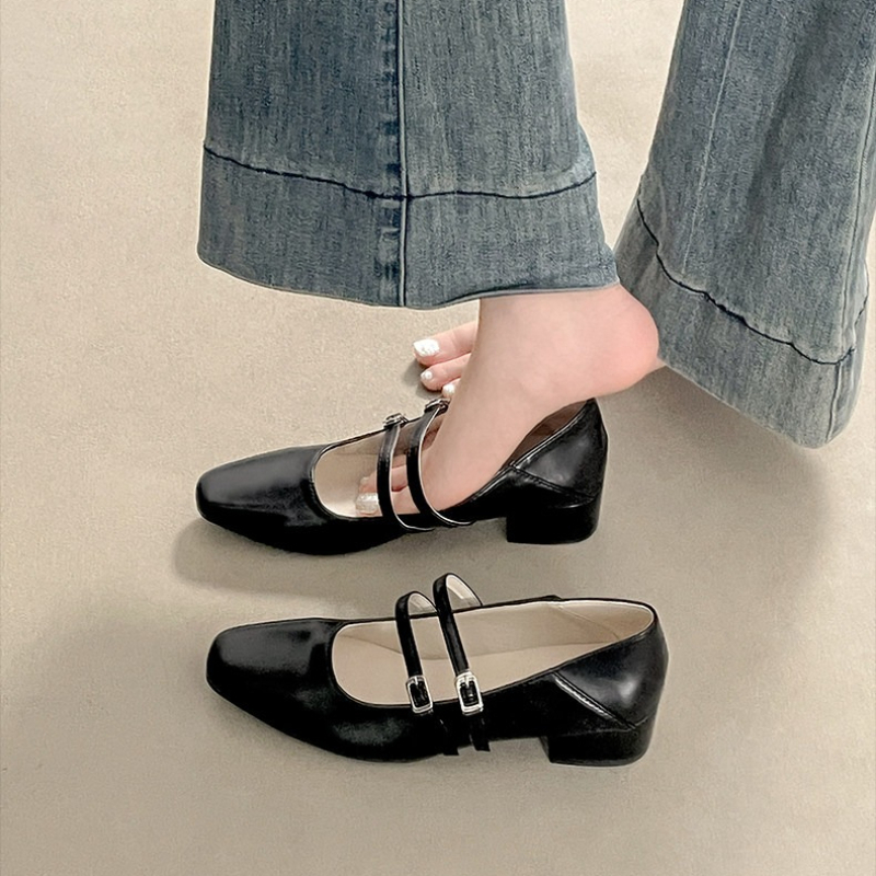 Square Toe Low Heel Women Silv - огляд і ціна Leather Work Heels
