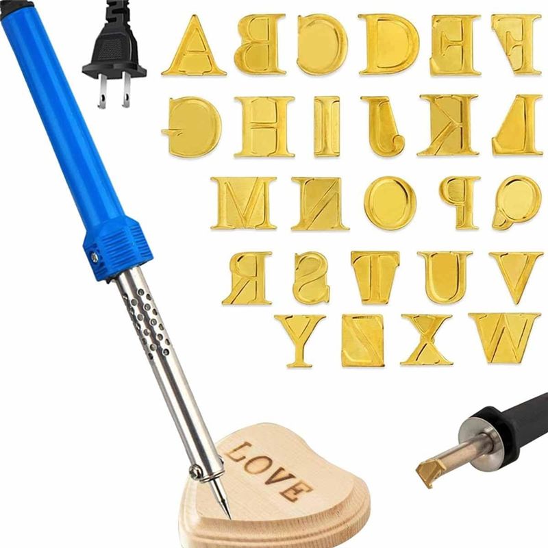 AA63 HOT Wood Burner With Lett - огляд і ціна Leather Stamp Set