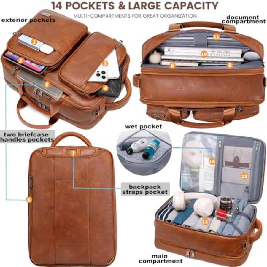 weiatas 3-in-1 Vegan Leather C - огляд і ціна Leather Work Womens Backpack