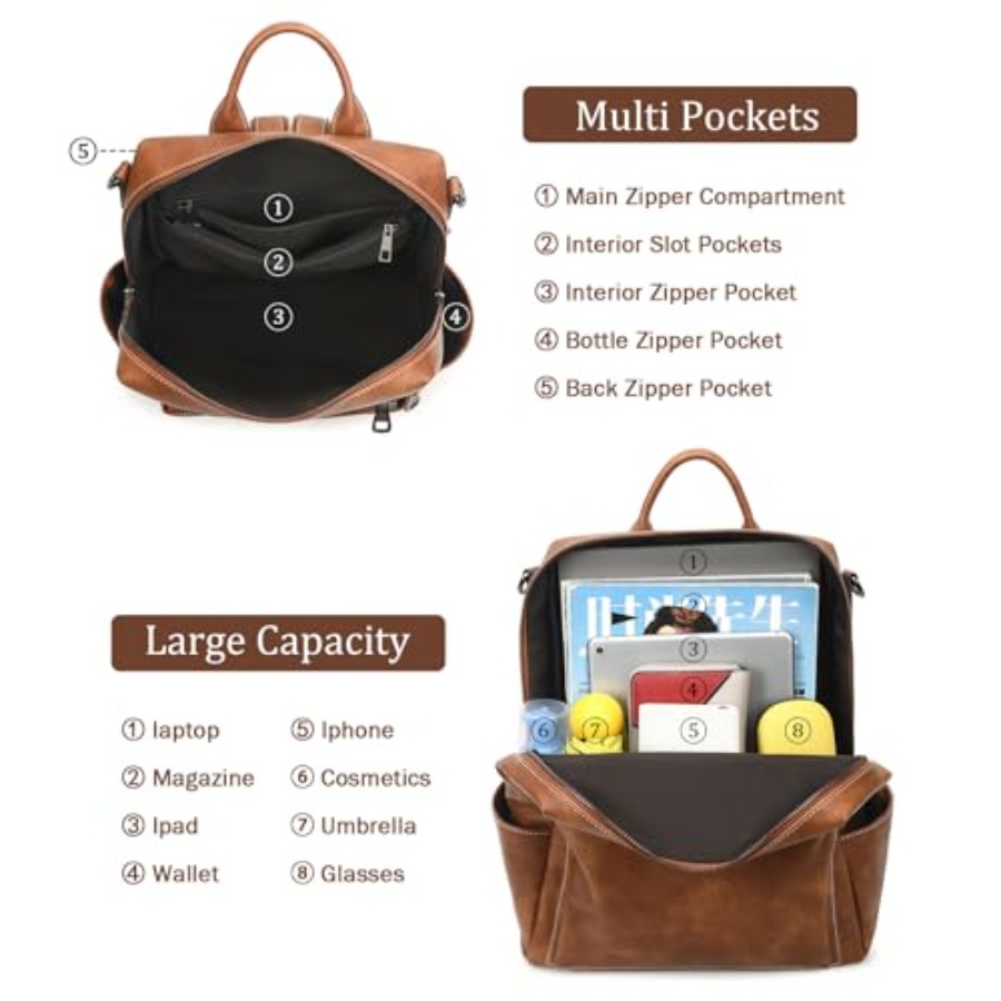 Leather Backpack Purse for Wom - огляд і ціна Leather Work Womens Backpack